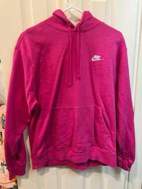 Nike Fuchsia Pink Pullover Hoodie with White Logo